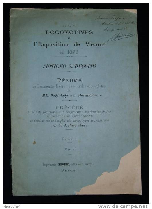 CHEMINS DE FER LES LOCOMOTIVES à L'EXPOSITION  DE VIENNE En 1873 DEGHILAGE MORANDIERE 1874 - Chemin De Fer & Tramway