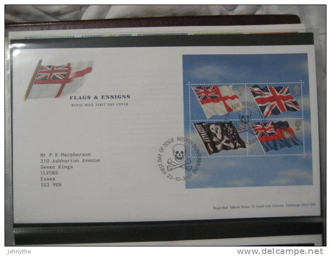 Great Britain 2001 Flags And Ensigns Minisheet Fdc - 2001-2010 Em. Décimales