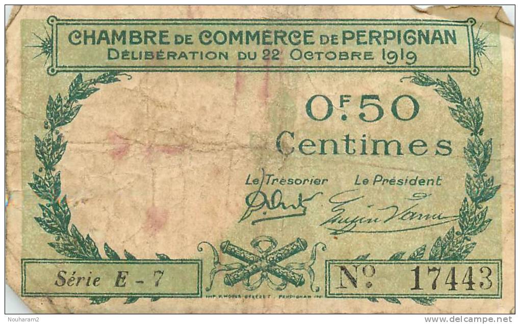 Billet Réf 267. Chambre De Commerce De Perpignan - 50 Centimes - Handelskammer