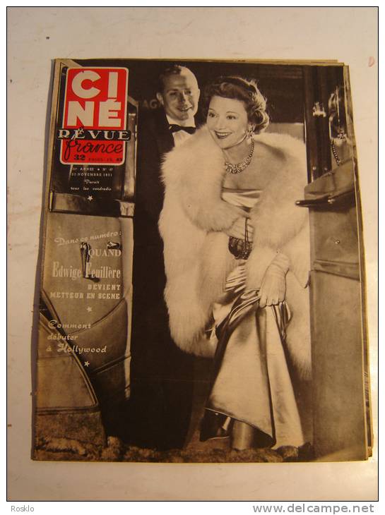 REVUE / CINE REVUE / N° 47  DE 1951/ EDWIGE FEUILLERE +JOSEPH COTTEN AVEC CORINNE CALVET - Magazines