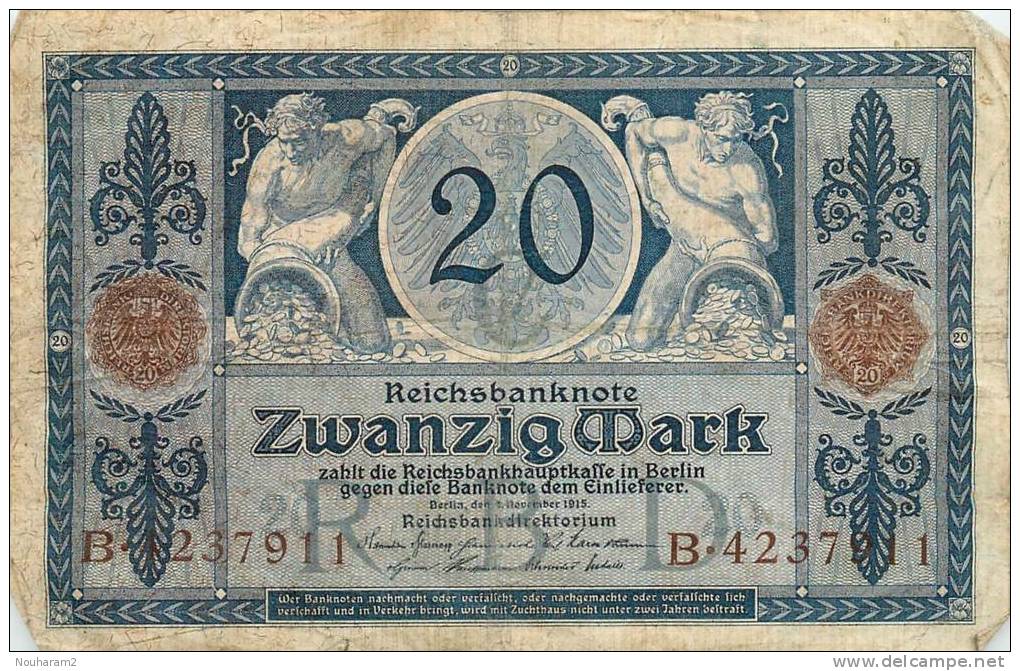 Billet Réf 308. Reichsbanknote Zwanzig Mark - 20 Mark - To Identify