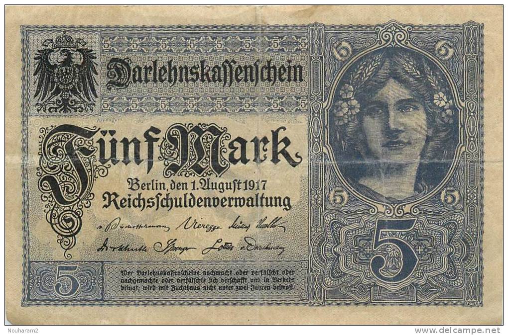 Billet Réf 309. Reichsbanknote 5 Mark - Zu Identifizieren