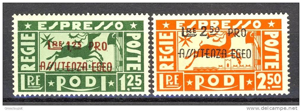 Egeo 1943 SS 41 Occupazione Tedesca. Pro Assistenza Egeo, Espressi N. E3-E4 MNH, Firmati Biondi Cat € 400 - Egeo (Occup. Tedesca)