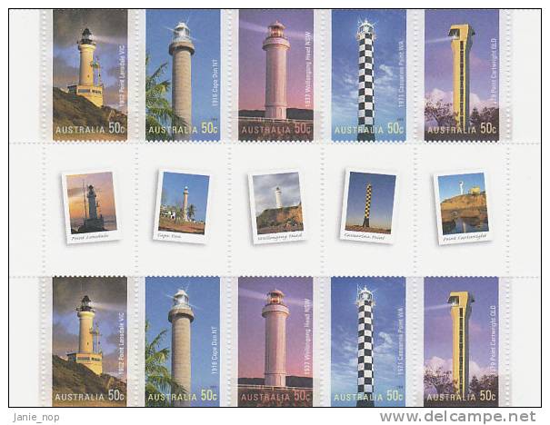 Australia 2006 Australian Lighthouses Gutter Strip - Feuilles, Planches  Et Multiples