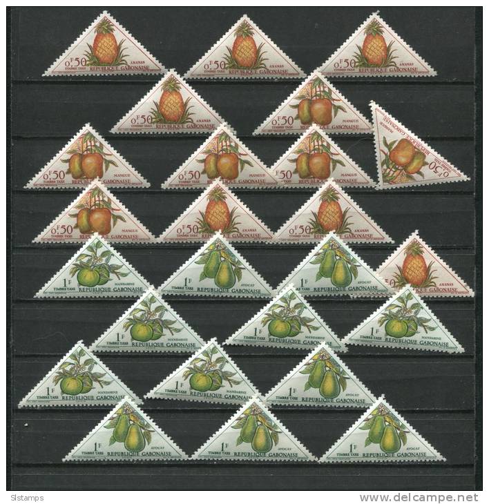 Gabon 1962 Sc J34,J36 MNH Fruits:Avocados,Pineapple - Gabon