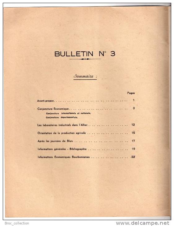 L'économie Bourbonnaise, Bulletin Du Comité D'expansion Economique De L'Allier N° 3, Janvier - Juin 1959, Montluçon - Bourbonnais