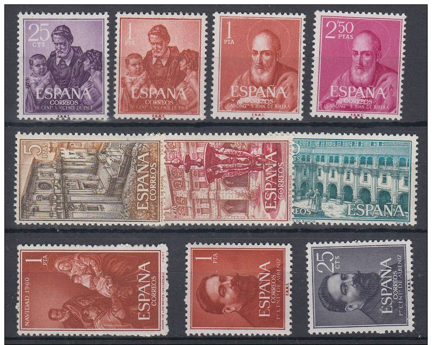 ESPAÑA 1960:EDIFIL LOTE VARIOS VER DESCRIPCION ABAJO.NUEVOS SIN CHARNELA.COMPLETA.SES 179 - Nuevos