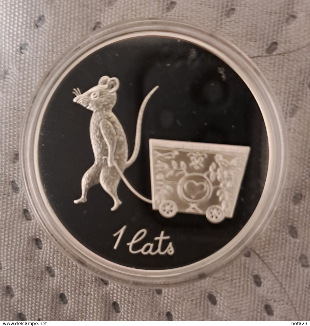 Latvia 2013 SILVER COIN 1 Lats Baby Cradle + Mouse + Bird Proof - Lettonie