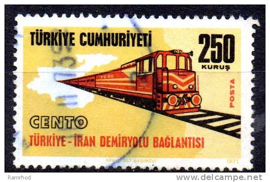 TURKEY 1971 International Rail Links.- 250k - Diesel Train And Map (TurkeyIran Line) FU - Oblitérés