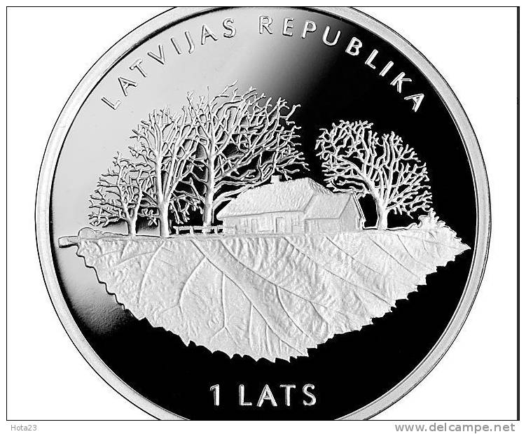 Latvia 2013 SILVER COIN 1 Lats Blaumanis Writer,countryside In An Old Building  Proof - Lettonie