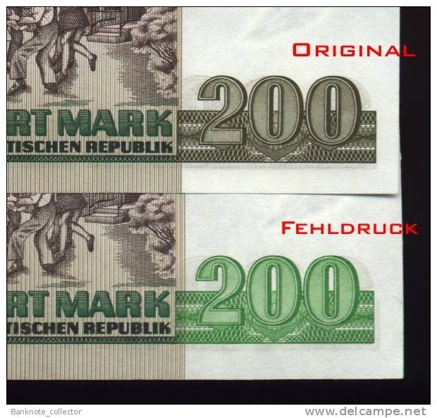 DDR Banknote - 200 Mark Der DDR, Ro. 364a, Fehldruck, Wrong Printing, UNC, 1985 ! - 200 Mark