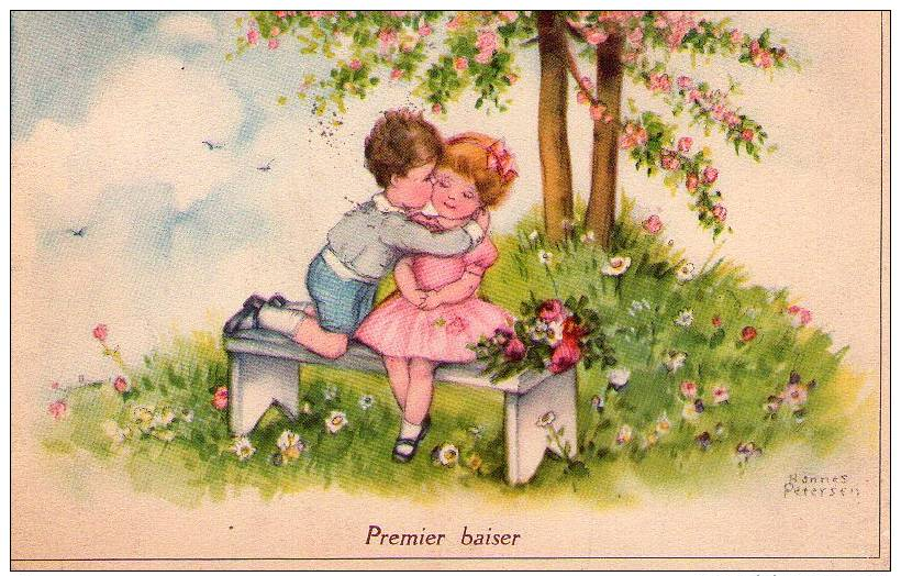 00 - DESSIN - PREMIER BAISER - Enfants -années 1900 - Petersen, Hannes