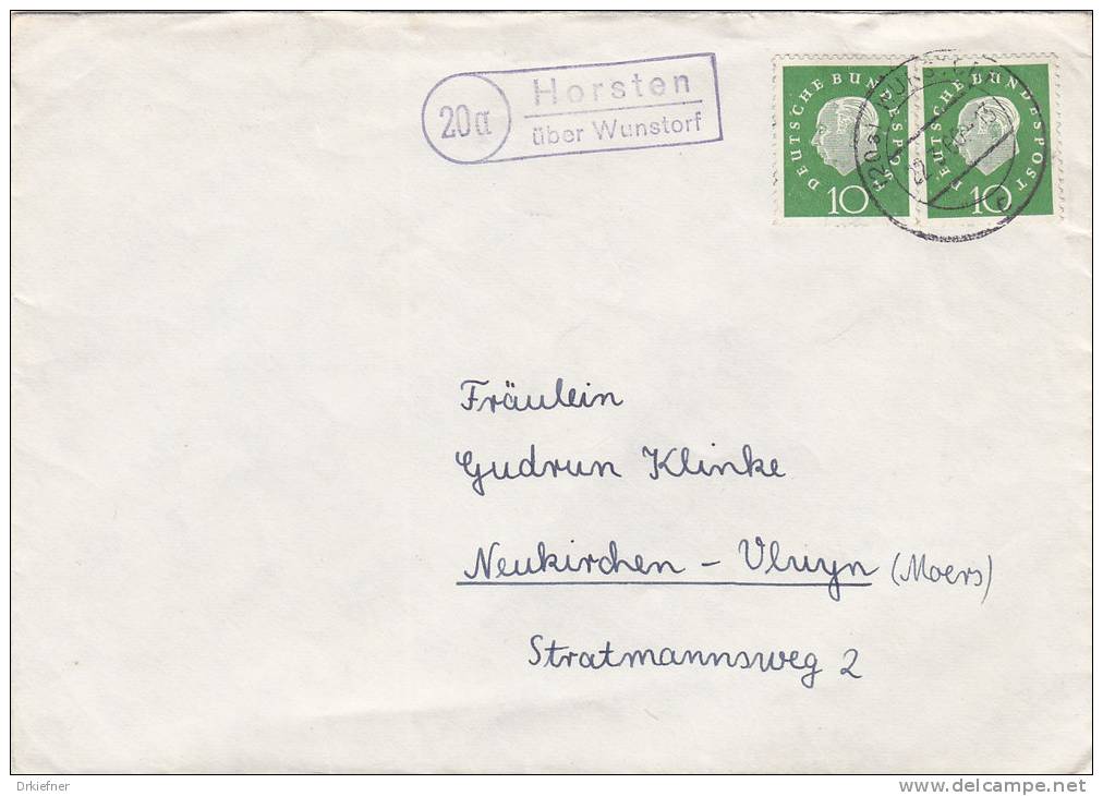 Brief Mit  Landpoststempel: "20a Horsten über Wunstorf", Mit Poststempel: Wunstorf 22.3.1960 - Maschinenstempel (EMA)