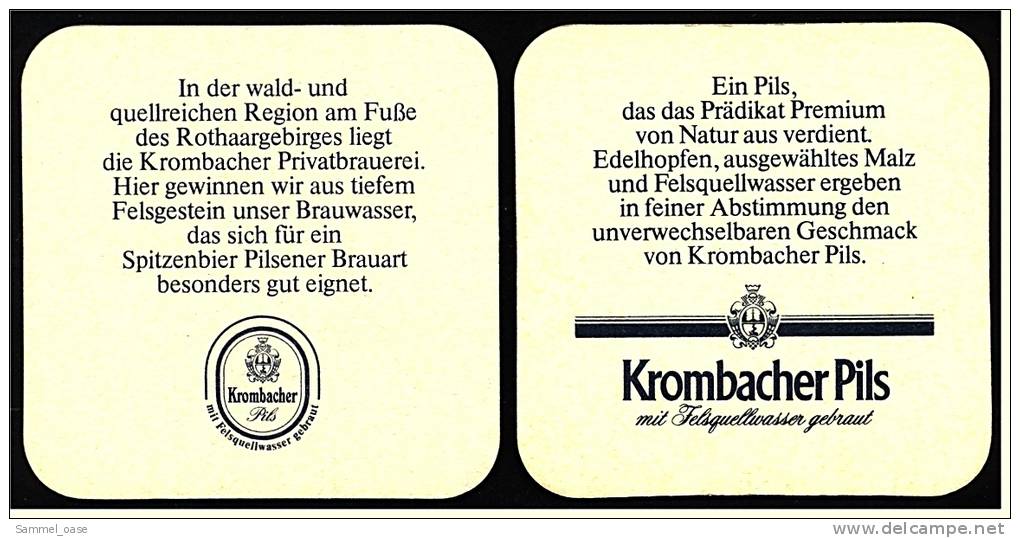 2 X Bierdeckel  Krombacher Pils  ,  Mit Felsquellwasser Gebraut  -  Von Natur Aus Premium - Sous-bocks