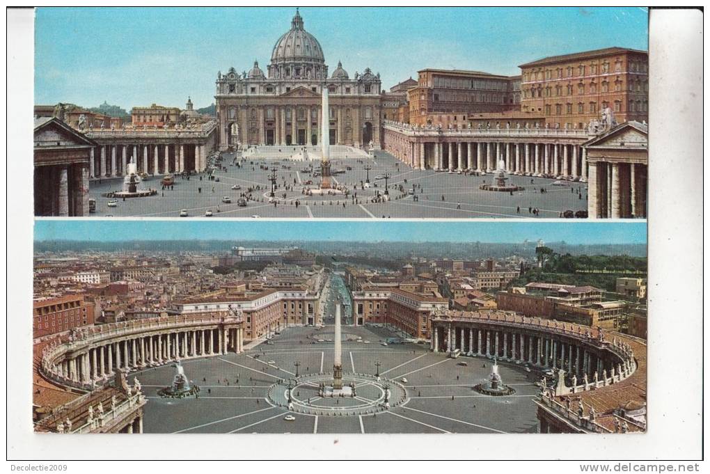 BT1570 Italy Rome St. Peter's Square And Basilica And Panorama From The Cupola  2 Scans - Panoramische Zichten, Meerdere Zichten