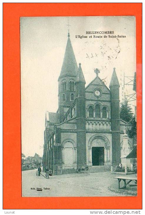 76 BELLENCOMBRE - L'église Et La Route De Saint Saëns - Bellencombre