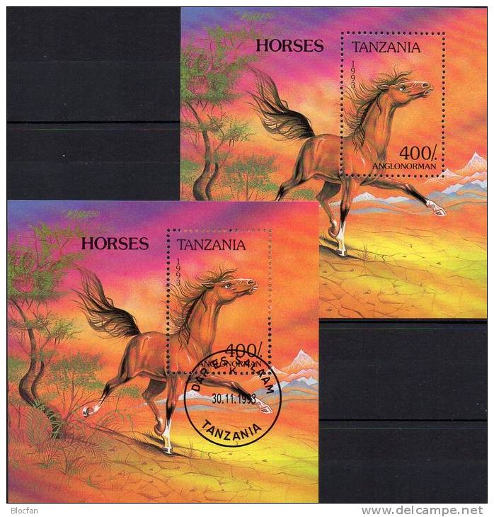 Pferde-Rassen 1993 Tanzania Block 235 ** Plus O 6€ Wildpferd Anglo-Norman Blocchi Bf Horse Bloc Fauna Sheet Of Tanzanie - Tanzania (1964-...)