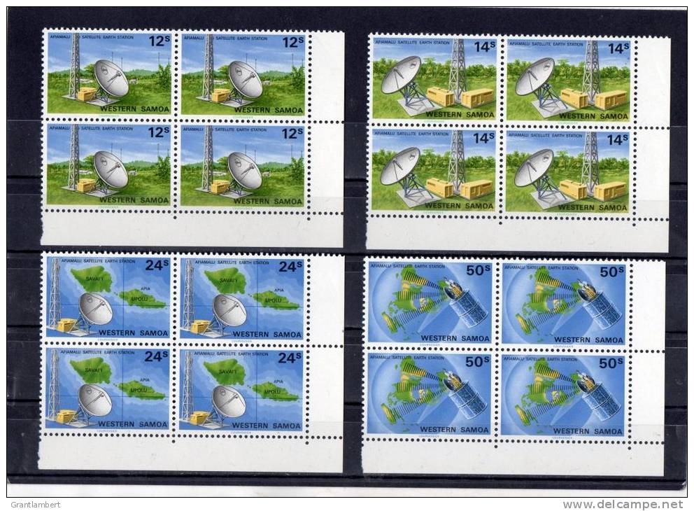 Western Samoa 1980 Satellite Stations Set As Blocks Of 4 MNH - Samoa (Staat)