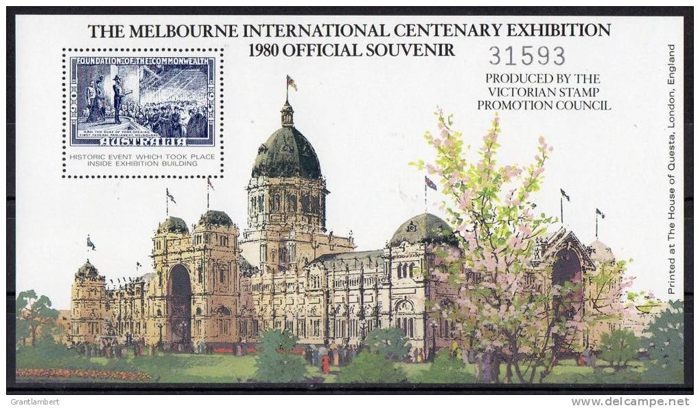 Australia 1980 Melbourne Centenary Exhibition Official Souvenir MS MNH - Not For Postal Use - Werbemarken, Vignetten