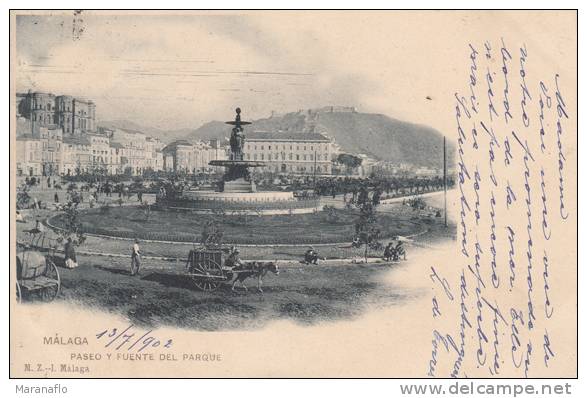 MALAGA. Paseo Y Fuente Del Parque - Málaga