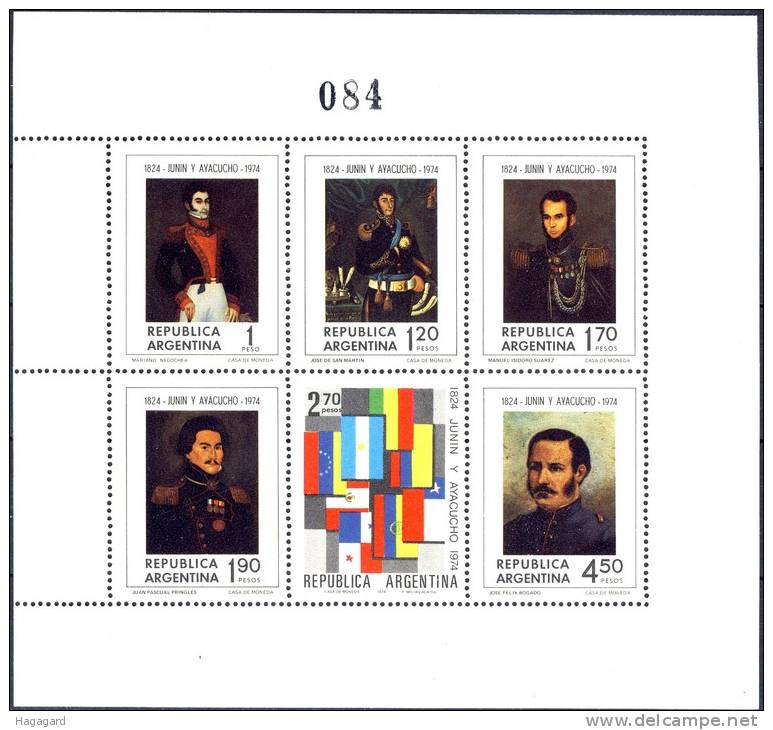 #Argentina 1974. Battle Scene. Ayacucho. Painting. Peinture. Gemälde. Michel Block 19. MNH(**) - Blocks & Sheetlets