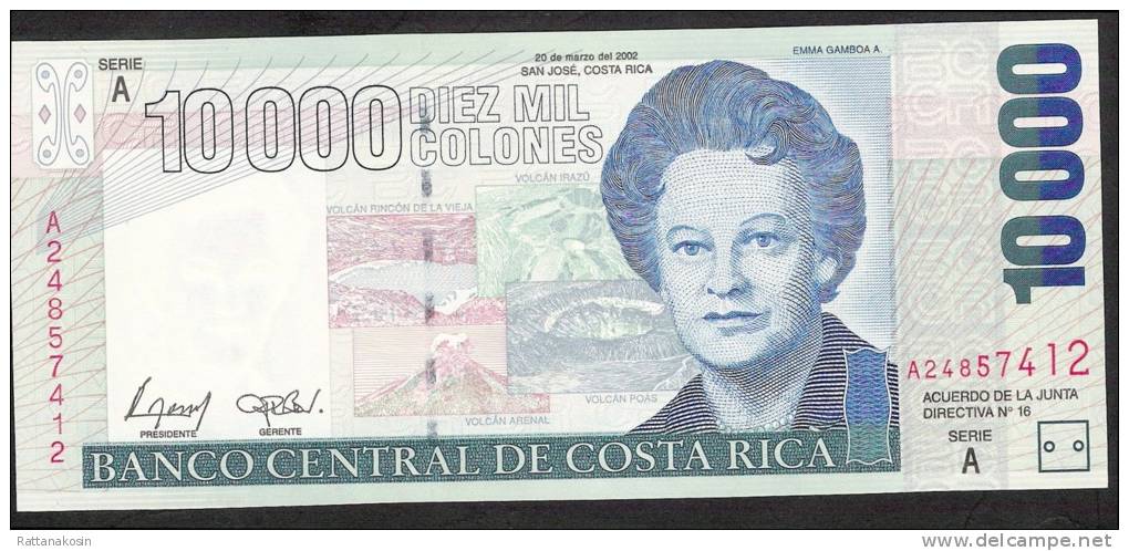 COSTA RICA   P267b   10.000 COLONES    2002 Serie A      UNC. - Costa Rica
