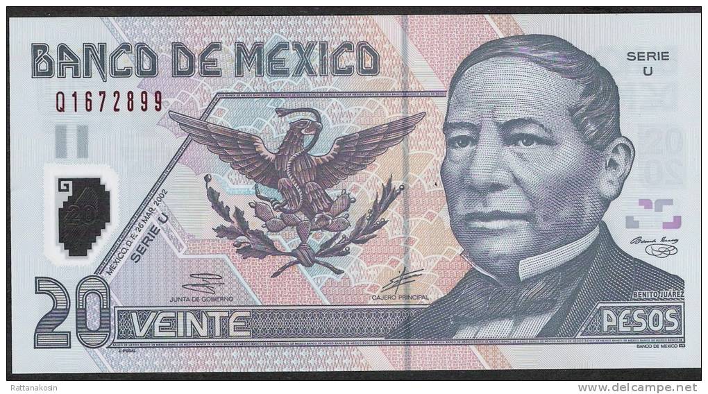 MEXICO   P119b     20  PESOS  26 March 2002  Serie U      UNC. - Mexique