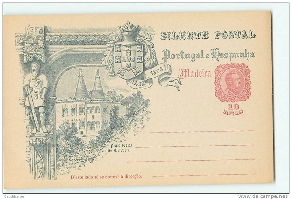 MADEIRA 1898 : Entier Postal 10 Reis. Empire Portugais 1498 - 1898. Portugal E Hespanna . Dos Simple. 2 Scans. - Madeira