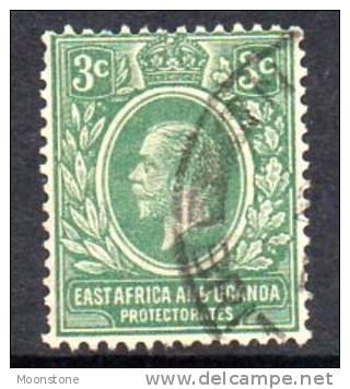 East Africa & Uganda 1921 GV Wmk. Script CA 3c. Green, Fine Used (A) - Protectorados De África Oriental Y Uganda