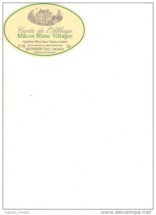 Etiquette Macon Blanc Village ( Cuvée De L'Abbaye ) - Bourgogne