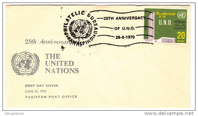 25th Aniv. UNO, Pakistan FDC,1970,     (10663) - Pakistan