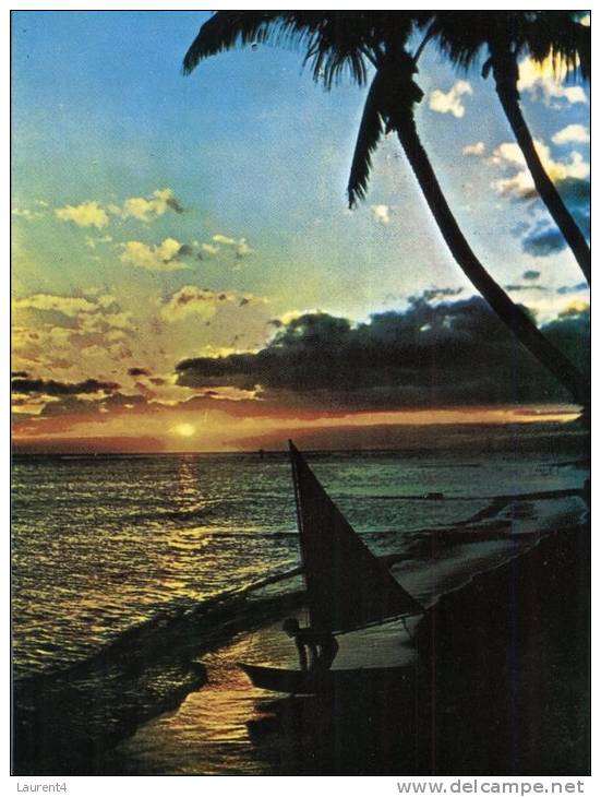 (105) Fiji Beach Sunset With Palm Trees - Fidji