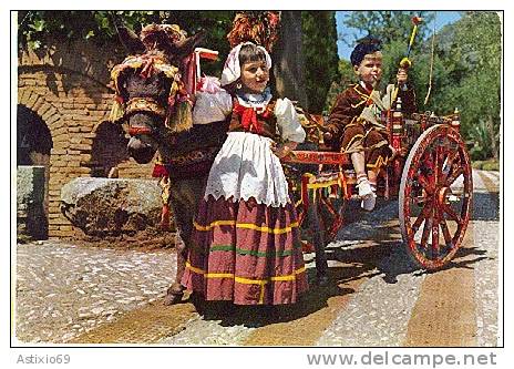 CARRETTO SICILIANO CON BAMBINI IN COSTUME  - SICILIA - Costumi