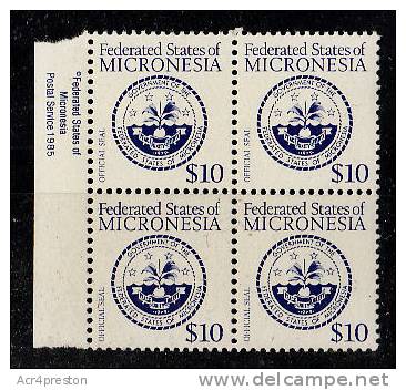 W0002 MICRONESIA 1985, Mi 36 Official Seal Block Of 4  MNH - Micronesia