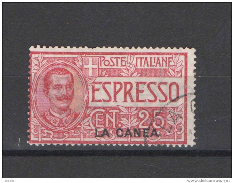 LA CANEA 1908 ESPRESSI 25 C. USATO - La Canea