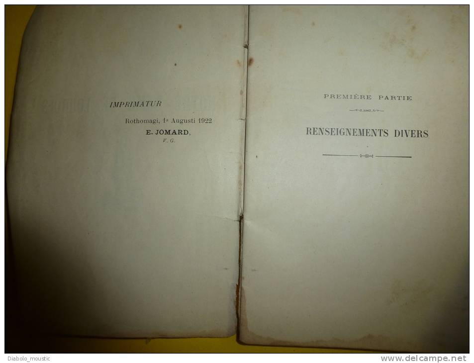 1922  Manuel Du Pélerinage Du Diocèse De ROUEN Au Sanctuaire De Notre-Dame De LOURDES - 1901-1940