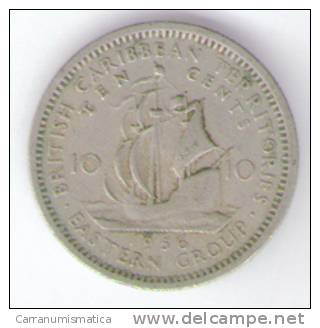 CARAIBI BRITANNICI TERRITORI 10 CENTS 1956 - Territoires Britanniques Des Caraïbes