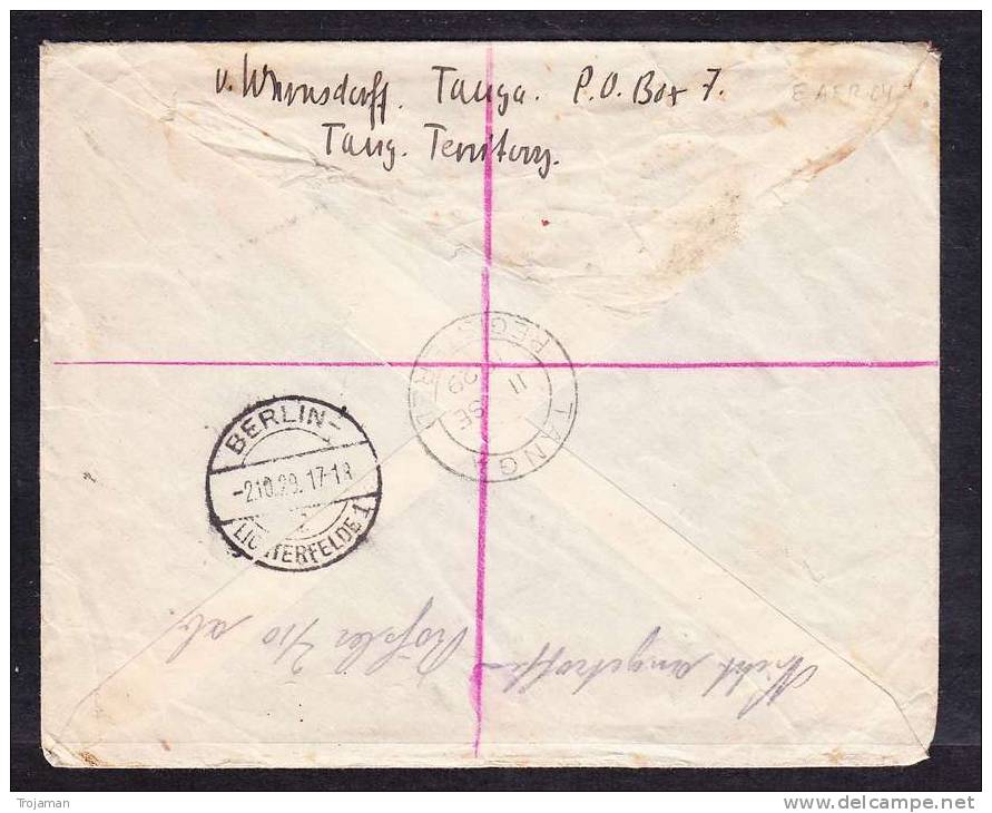 E-AFR-04  LETTER FROM TANGA TO GERMANY 02.10.1929 - Tanganyika (...-1932)