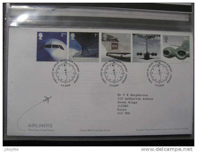 Great Britain 2002 Airliners Fdc - 2001-10 Ediciones Decimales