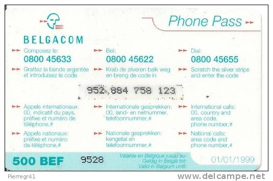 CARTE-PREPAYEE-BELGE-500B EF-BELGACOM--01/01/1999-P HONEPASS -TBE-RARE - Cartes GSM, Recharges & Prépayées
