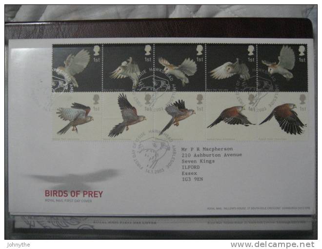 Great Britain 2003 Birds Of Prey  Fdc - 2001-10 Ediciones Decimales