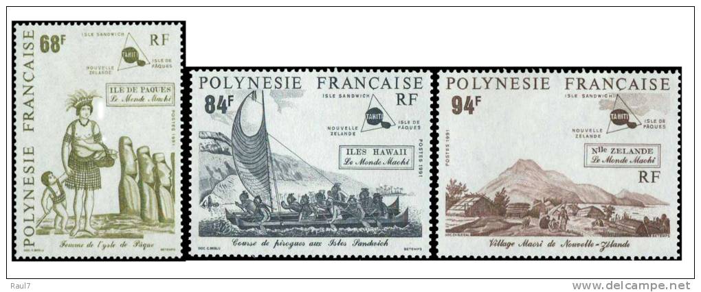 Polynésie 1991 - Le Monde Maohi - 3val Neuf // Mnh - Nuevos