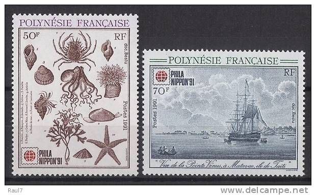 Polynésie 1991 - Faune Et Flore Sous-marine, Bateau - 2val Neuf // Mnh - Unused Stamps