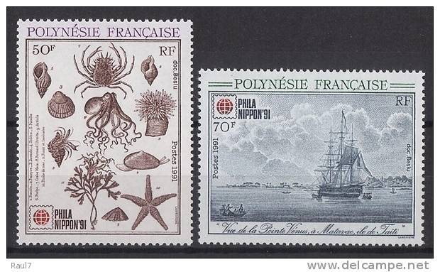 Polynésie 1991 - Faune Et Flore Sous-marine, Bateau - 2val Neuf // Mnh - Nuevos