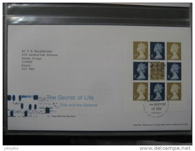 Great Britain 2003 The Secret Of Life Booklet Pane Fdc - 2001-2010. Decimale Uitgaven