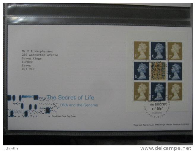 Great Britain 2003 The Secret Of Life Booklet Pane Fdc - 2001-2010 Dezimalausgaben