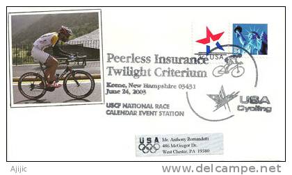 USA. Twilight Créterium , Ville De Keene, New-Hampshire,  Année 2003, Enveloppe Souvenir - Ciclismo