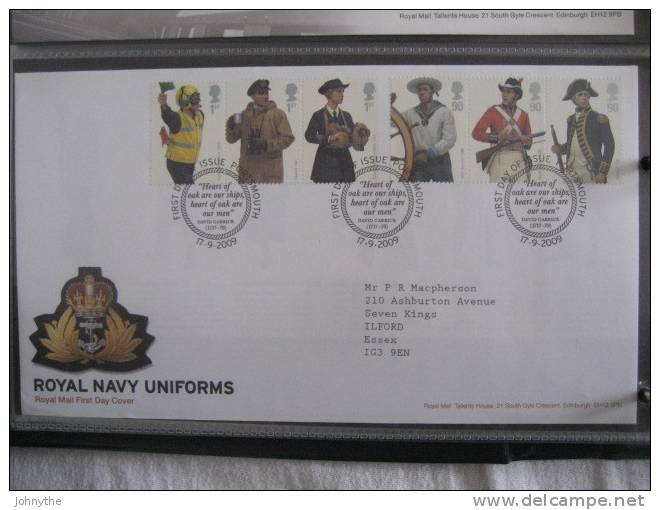Great Britain 2009 Royal Navy Uniforms Fdc - 2001-2010 Dezimalausgaben