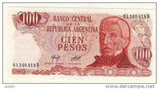 BILLET # ARGENTINE # 100  PESOS # CIEN PESOS  # N°302 # 1976/78  # GENERAL SAN MARTIN - Argentina