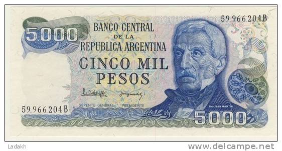 BILLET # ARGENTINE # 5000  PESOS # CINCO MIL PESOS  # N°305 # 1976/82  # GENERAL SAN MARTIN - Argentina